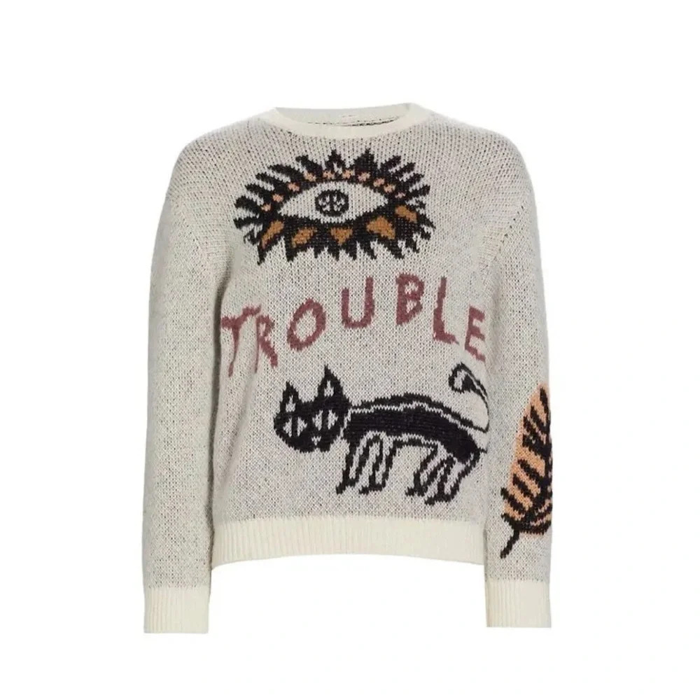 NWT - MOTHER The Jumper Printed Alpaca Crewneck Sweater - Picture 14 of 16